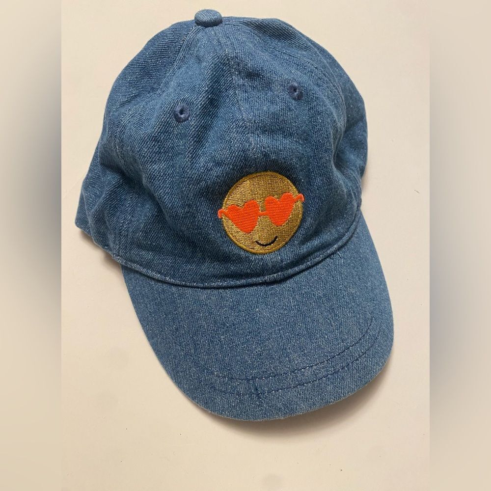 Crewcuts Denim Hat Smiley Face Hearts Large